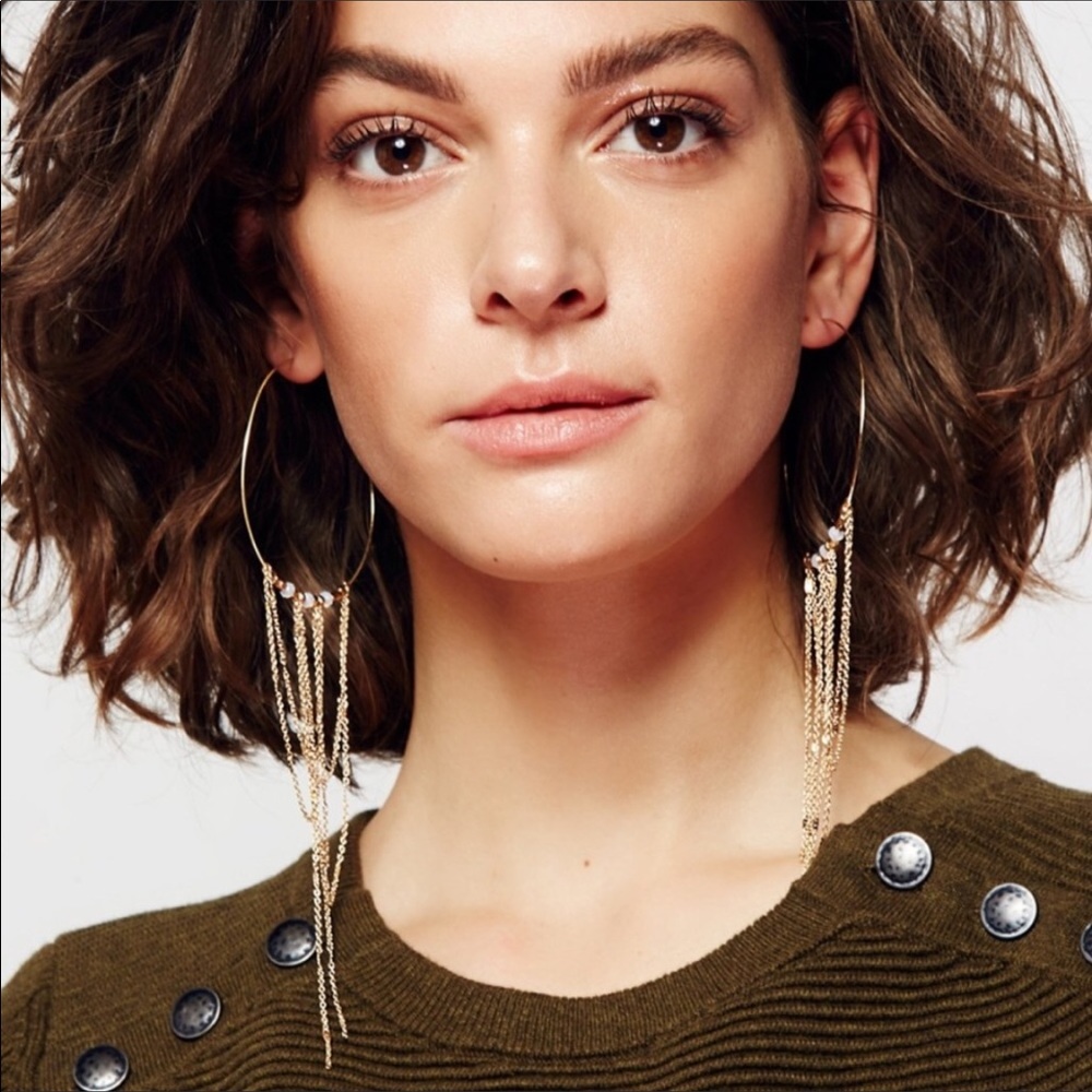 Free People Copper Smokeshow Threader Hoops